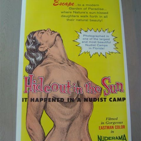 'Hide-out in the sun' (It happaned in a nudist camp) U.S. one-sheet